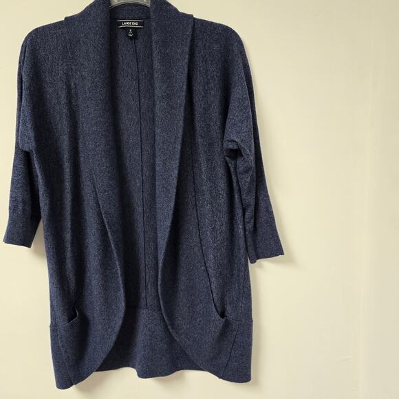 Lands End Size S 6-8 Cardigan Sweater Womens Heathered Blue Pockets Open Front - Picture 4 of 8